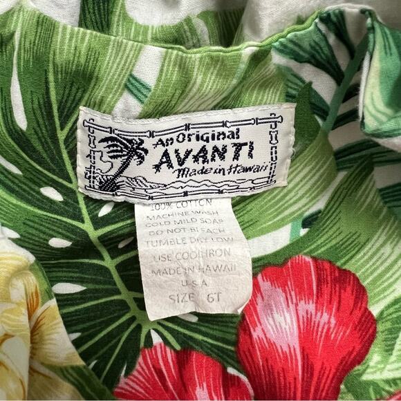 An Original Avanti Made In Hawaii Tropical Floral Leaf Print Hibiscus Sun Dress - Picture 3 of 3